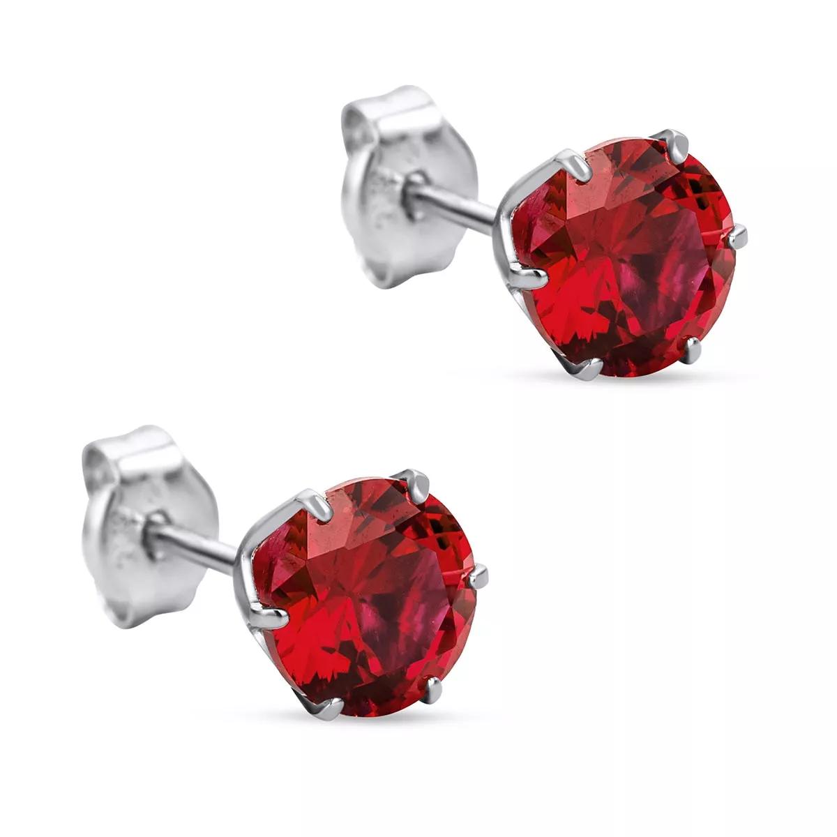 DIAMADA Ohrringe - 9KT Created Ruby Earring - Gr. unisize - in Silber - für Damen von DIAMADA