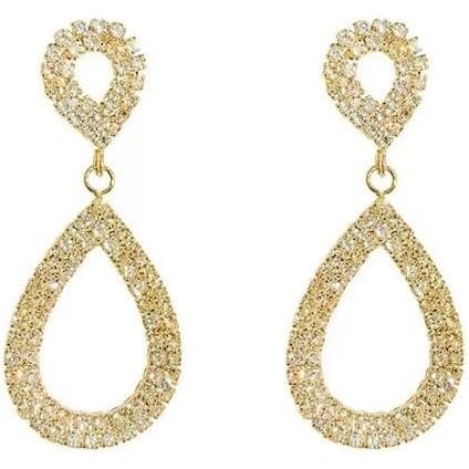 DIAMANTIO 18 Karat vergoldete Strass-Tropfen-Ohrringe für Frauen – funkelnde Kristall-Tropfen-Ohrringe für Abend, Party, Hochzeit oder formelle Veranstaltungen von DIAMANTIO