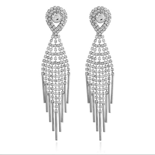 DIAMANTIO 18K Gold überzogene Strass Quaste Tropfen Ohrringe für Frauen - Tropfenform Zirkonia & Kristall Statement Ohrringe mit baumelnden Ketten für Hochzeiten, Partys und besondere Anlässe von DIAMANTIO