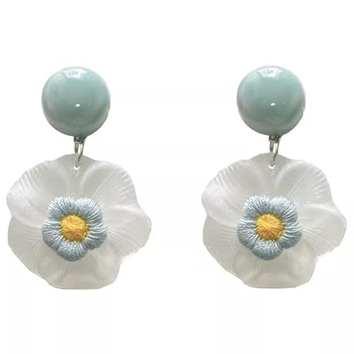 DIAMANTIO Elegante mattierte Blumen-Tropfen-Ohrringe – handgefertigte florale baumelnde Ohrringe mit gestickter Mitte – einzigartiger Statement-Schmuck für Frauen DIAMANTIO Elegante mattierte Blumen-Tropfen-Ohrringe – handgefertigte florale baumelnde Ohrringe mit gestickter Mitte – einzigartiger Statement-Schmuck für Frauen von DIAMANTIO