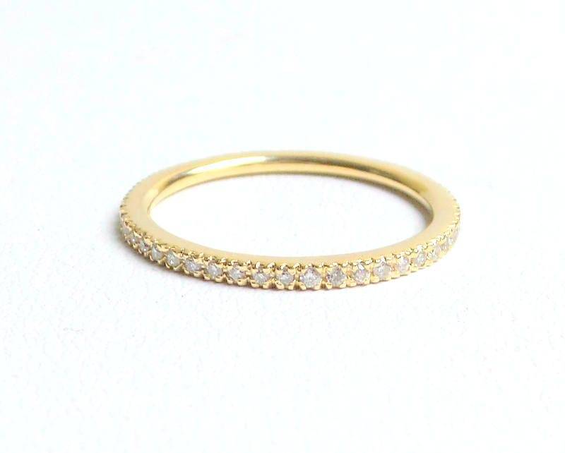 14K Gelbgold Diamant Eternity Ring Si1 Klarheit, Stapelbarer Ehering von DIAMONDFORLOVE