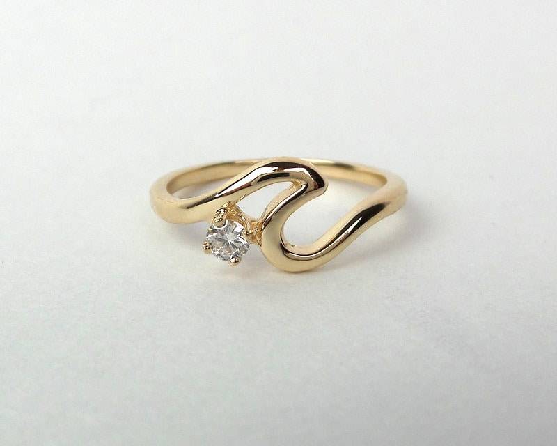 14K Gold Ring Mit Diamant Handgemachter Strand Schmuck von DIAMONDFORLOVE