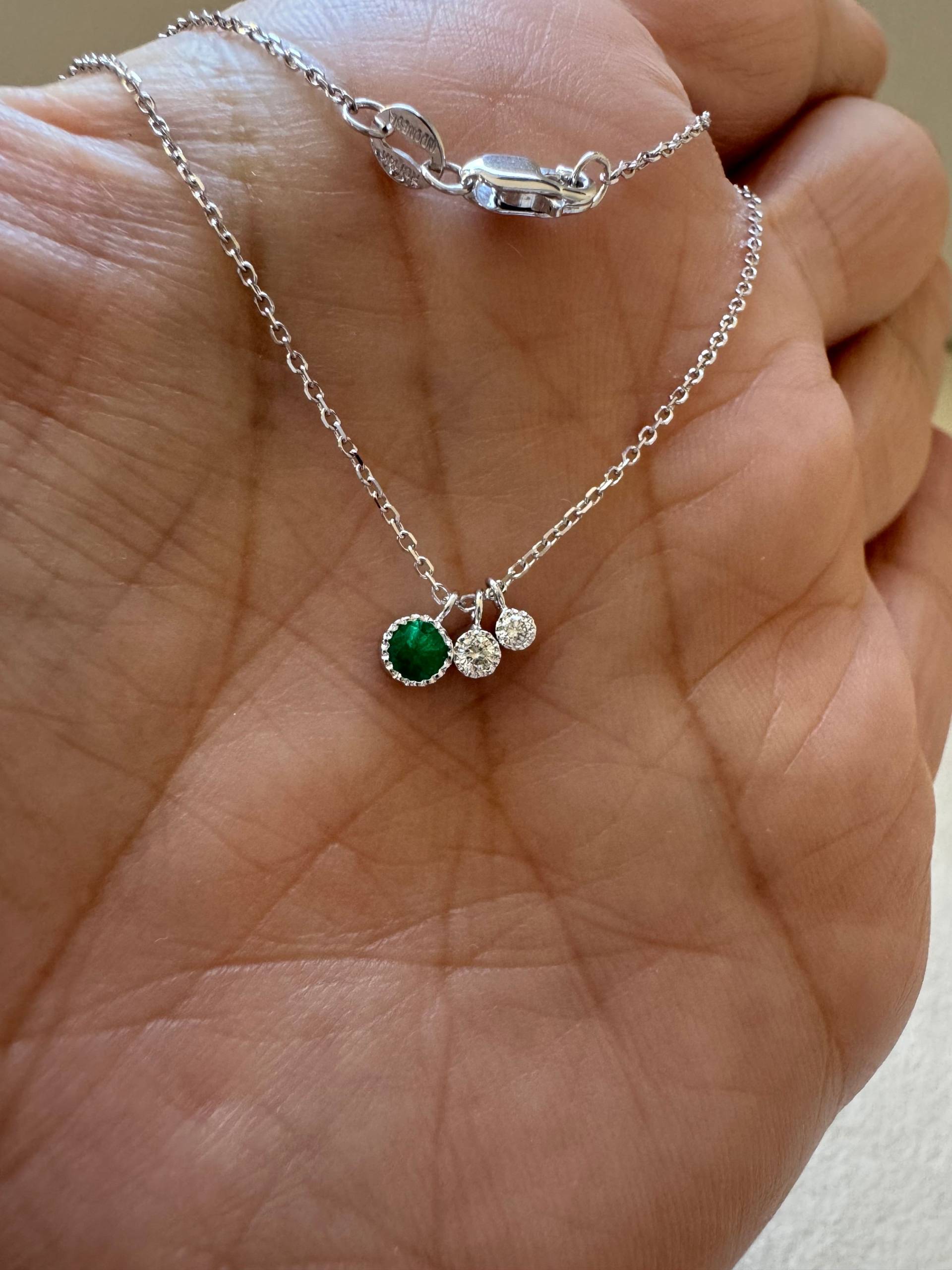 14K Gold Smaragd Diamant Armband Bezel Set Solitaire von DIAMONDFORLOVE