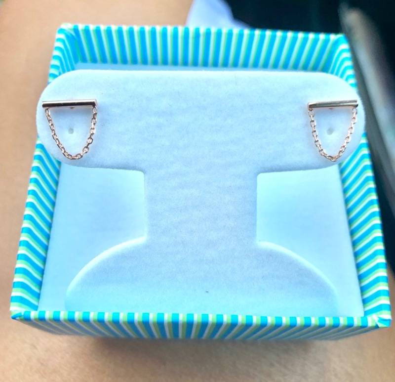 14K Rose Gold Bar Ketten Ohrringe Handgemachte Ohrringe von DIAMONDFORLOVE
