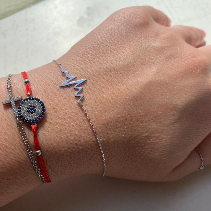 14K Solid Gold Herzschlag Armband Ekg Kabelkette von DIAMONDFORLOVE