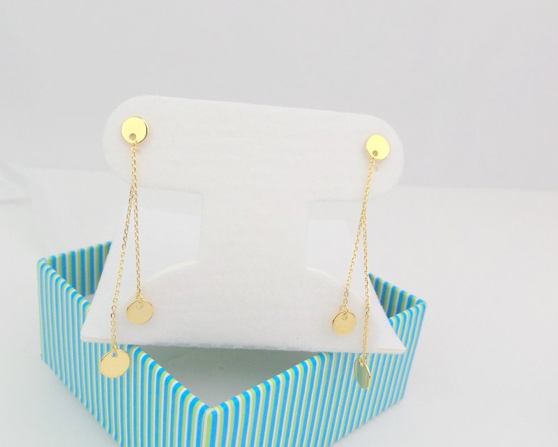 14K Solid Gold Kettenscheiben-Ohrringe Leichte Ohrringe von DIAMONDFORLOVE