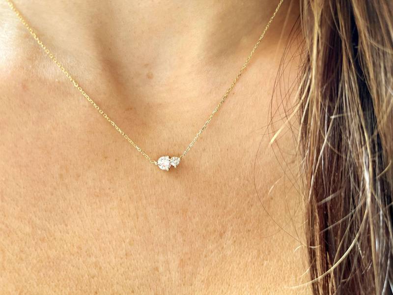 Diamant Halskette 0, 35Ct/14 K Gold Diamant-Brautkette Diamant-Halskette in Prong-Set von DIAMONDFORLOVE