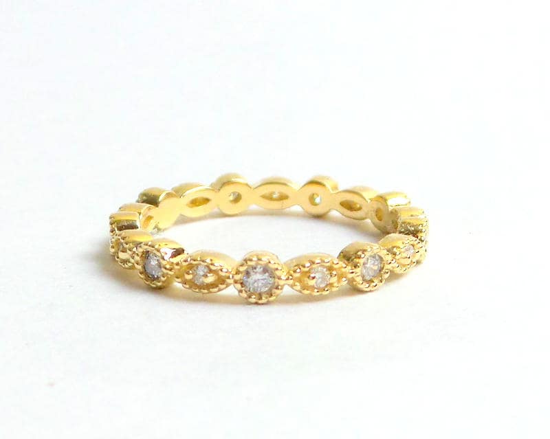 Handgemachte 14K Gelbgold Diamant Eternity Band Stapelbarer Ehering Handgemachte 14K Gelbgold Diamant Eternity Band Stapelbarer Ehering von DIAMONDFORLOVE