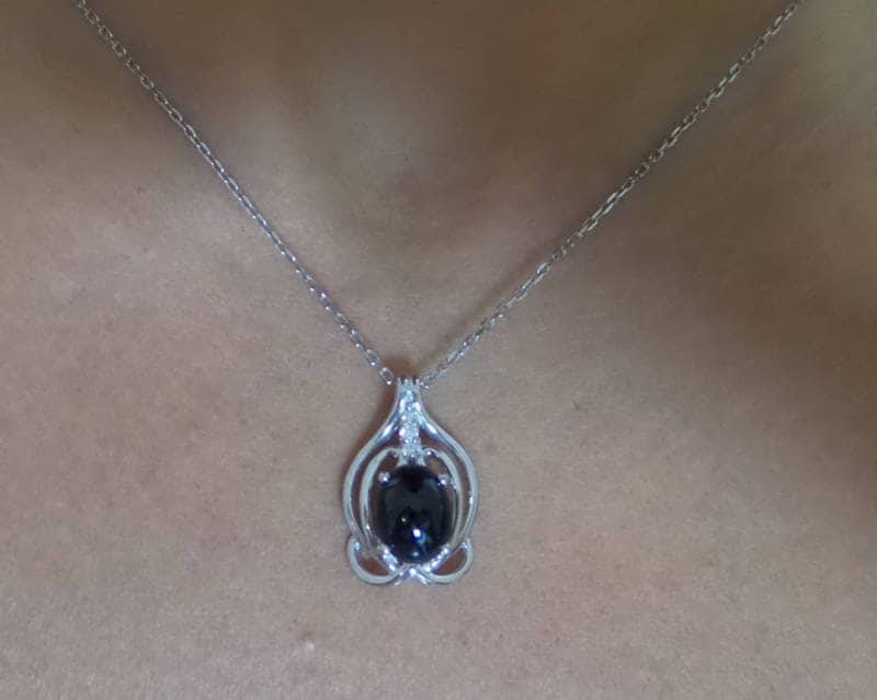 Handgemachte Sterling Silber Saphir Halskette Mit Diamanten September Geburtsstein von DIAMONDFORLOVE