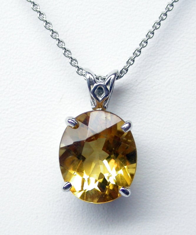 Oval Citrin Silberkette Handgemachter November Geburtsstein von DIAMONDFORLOVE
