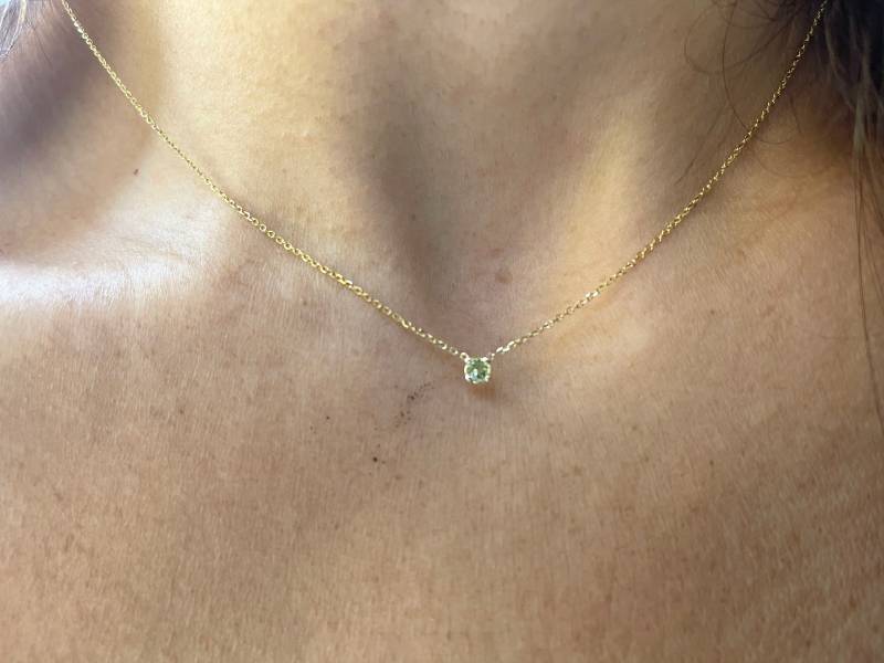 Peridot Halskette 3 Mm/14K Gold August Geburtsstein Grüne Solitaire von DIAMONDFORLOVE