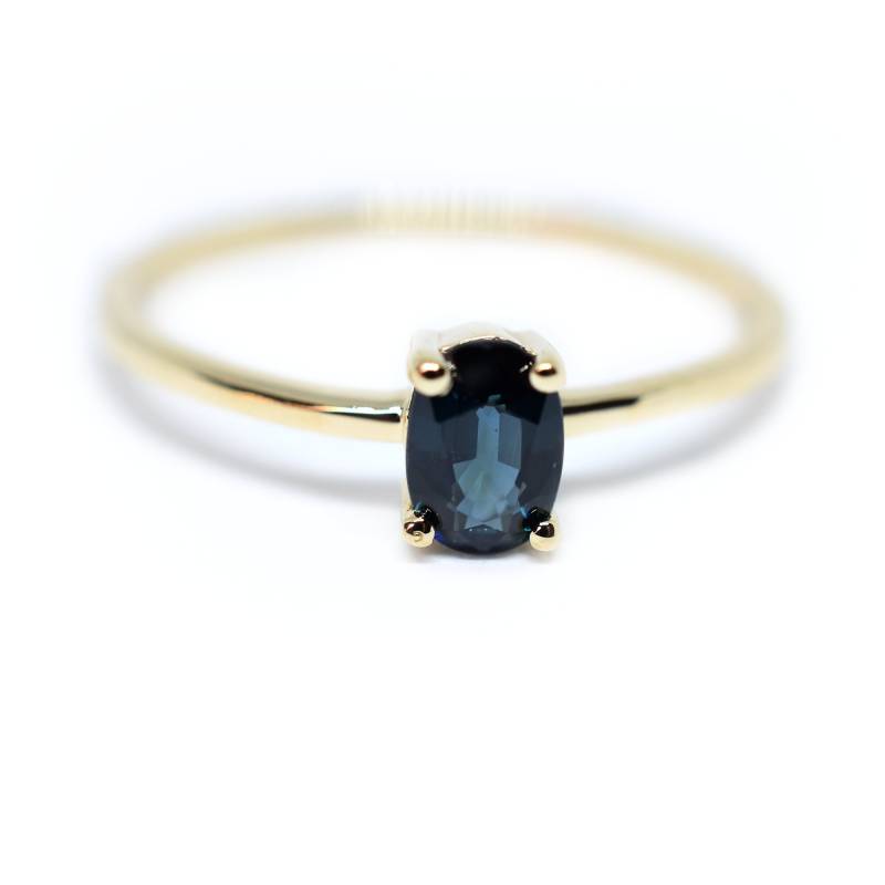 Saphir Oval Ring 0.60Cts/14K Gold Blauer September von DIAMONDFORLOVE