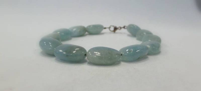 Trommelsteine Aquamarin Perlen Armband Mit Sterling Silber Schloss von DIAMONDFORLOVE