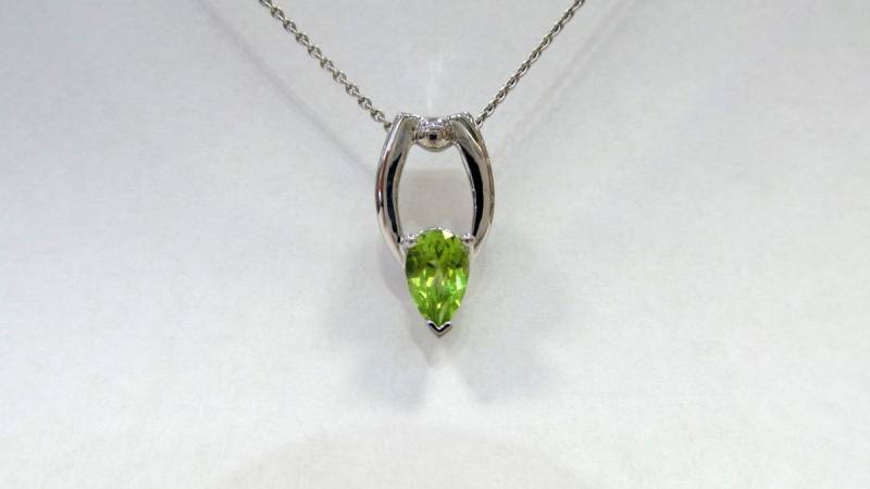sterling Silber Peridot Halskette Birnenförmiger August Geburtsstein von DIAMONDFORLOVE