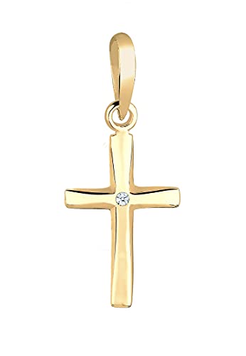 DIAMORE Anhänger Damen Anhänger mit Kreuz und Diamant in 585 Gelbgold von DIAMORE