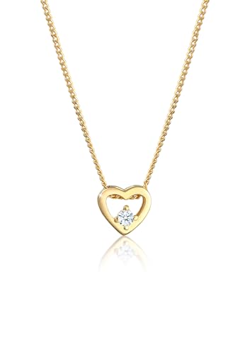 Elli DIAMONDS Halskette Damen Herz Liebe mit Diamant (0.03 ct.) in 585 Gelbgold von DIAMORE