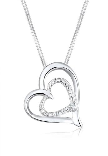 DIAMORE Halskette Damen Herz Liebesbeweis mit Diamant (0.02 ct.) in 925 Sterling Silber von DIAMORE