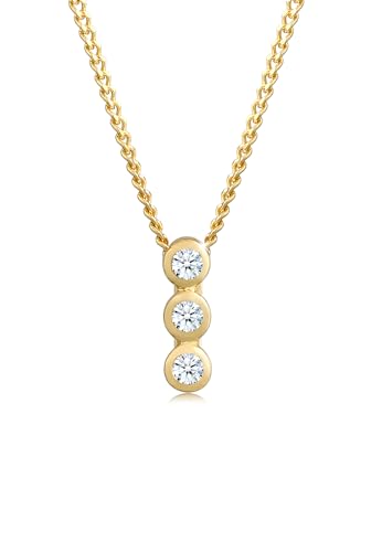 Elli DIAMONDS Halskette Damen Kreis Geo Trio mit Diamant (0.045 ct.) in 585 Gelbgold von Elli