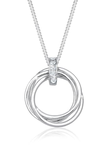 Elli DIAMONDS Halskette Damen Kreis Trio Anhänger mit Diamant (0.025 ct.) in 925 Sterling Silber von DIAMORE
