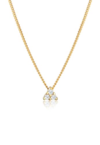 Elli DIAMONDS Halskette Damen Panzerkette Dreieck mit Diamant (0.045 ct) in 585 Gelbgold von DIAMORE