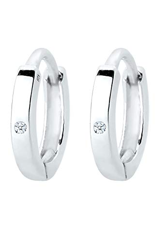 Elli DIAMONDS Ohrringe Damen Creolen Basic mit Diamant (0.01 ct.) in 925 Sterling Silber von DIAMORE