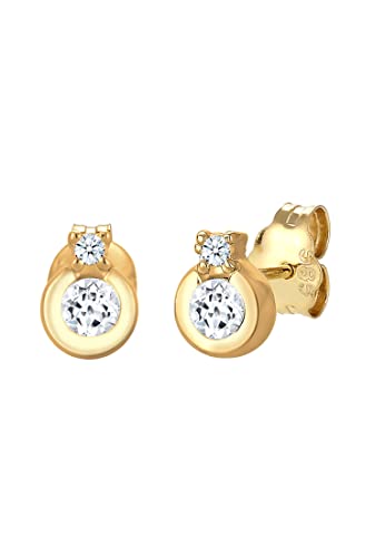 Elli DIAMONDS Ohrringe Damen Ohrstecker Klassik Kreis Topas mit Diamant (0.03ct.) in 585 Gelbgold von Elli