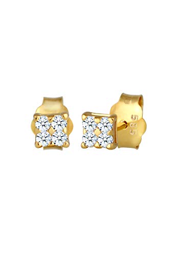 DIAMORE Ohrringe Damen Ohrstecker Klassisch Elegant Geo mit Diamant (0.16 ct.) in 585 Gelbgold von DIAMORE