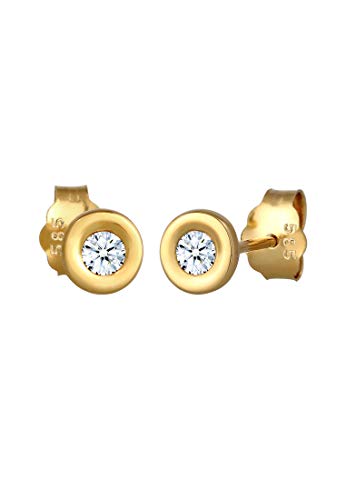 Elli DIAMONDS Earrings Women Earstuds Classic Solitaire with Diamond (0.12 ct.) in 585 Yellow Gold von DIAMORE