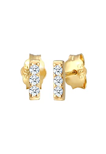 DIAMORE Ohrringe Damen Rechteck Geo Stab mit Diamant (0.12 ct.) in 585 Gelbgold von DIAMORE