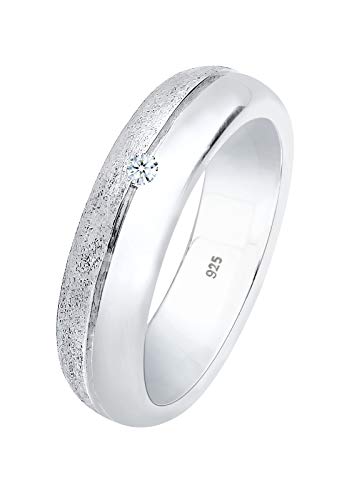 Elli DIAMONDS Ring Women Basic Band Ring with Diamond (0.03 ct.) in 925 Sterling Silver von DIAMORE