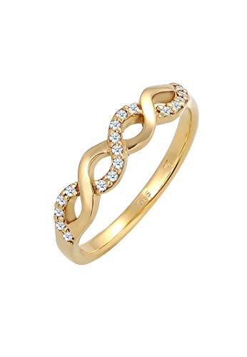 Elli DIAMONDS Ring Women Infinity Love with Diamond (0.09 ct.) in 585 Yellow Gold von DIAMORE