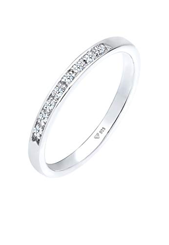 Elli DIAMONDS Ring Damen Aufsteckring Funkelnd mit Diamant (0.04 ct.) in 925 Sterling Silber von DIAMORE