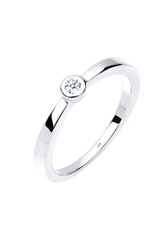 Elli DIAMONDS Ring Women Classic Solitaire with Diamond (0.03 ct.) in 925 Sterling Silver von DIAMORE