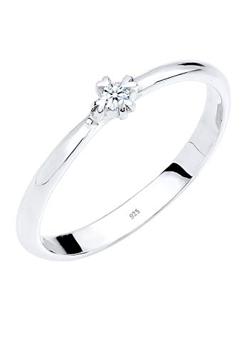 DIAMORE Ring Damen Solitär Herz Verlobung Diamant (0.03 ct.) in 925 Sterling Silber von DIAMORE