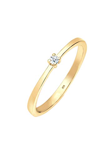Elli DIAMONDS Ring Women Engagement Classic with Diamond (0.03 ct) in 925 Sterling Silver von DIAMORE