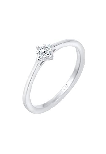 DIAMORE Ring Damen Verlobung Klassisch mit Diamant (0.08 ct.) in 925 Sterling Silber von DIAMORE