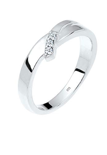 DIAMORE Ring Damen Verlobung Trio Diamant (0.06 ct.) in 925 Sterling Silber von Elli