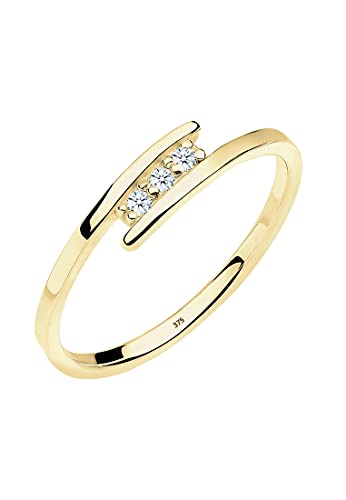 DIAMORE Ring Damen Verlobungsring Trio mit Diamant (0.06 ct.) in 375 Gelbgold von DIAMORE