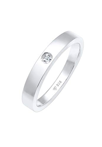 Elli DIAMONDS Ring Solitär Klassisch mit Diamant (0.015 ct.) in 925 Sterling Silber von DIAMORE