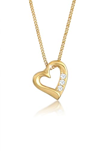 Elli DIAMONDS Halskette Damen Herz Liebe mit Diamant (0.045 ct.) in 585 Gelbgold von DIAMORE