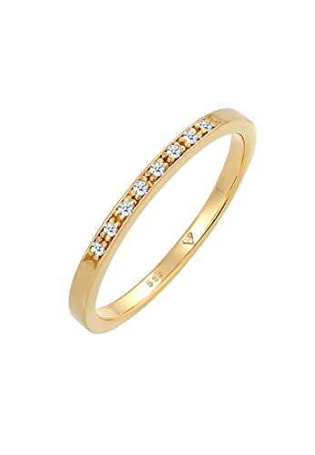 Elli DIAMONDS Ring Women Band Ring Engagement with Diamond (0.04 ct.) in 585 Yellow Gold von DIAMORE