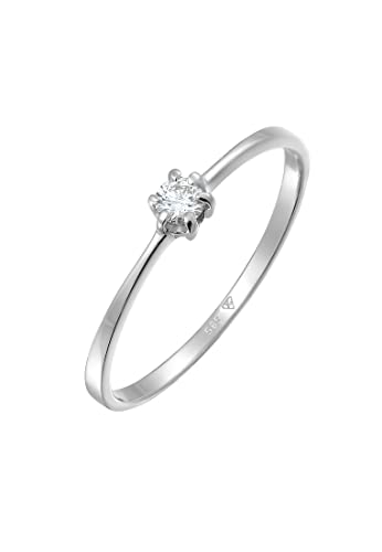 Elli DIAMONDS Ring Women Engagement Solitaire with Diamond (0.10 ct.) in 585 White Gold von DIAMORE