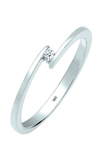 Elli DIAMONDS Ring Women Engagement with Diamond (0.03 ct.) in 585 White Gold Classic von DIAMORE