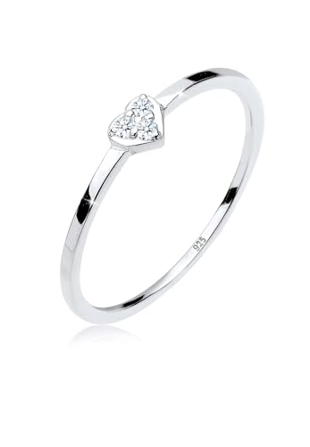 Elli PREMIUM Ring Damen Herz Symbol Klassisch mit Diamant (0.06 ct.) aus 925 Sterling Silber von DIAMORE