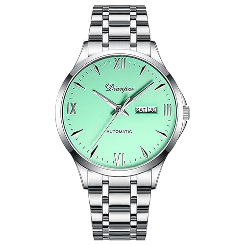 DIANPAI Herren Automatik Mechanische Uhr Edelstahl mit Mode und Trendy Wasserdicht Night Glow Herren Geschenk Uhr, Grün , Modern von Dianpai