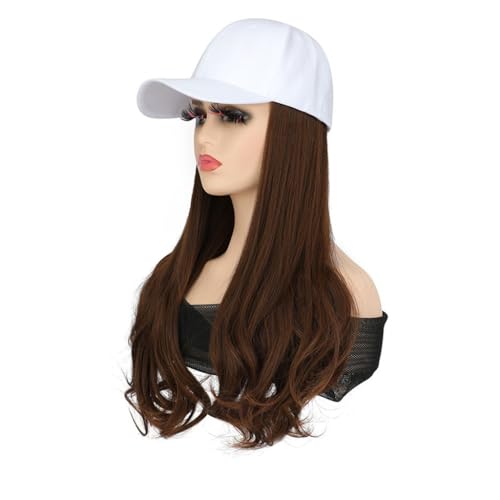 Perückenkappen für Damen Hut Perücke Mode Atmungsaktive Schirmmütze Lange Lockige Perücke Damen Mode Perücke Kappe Damen Synthetische Perücke Baseballkappe mit Haarverlängerungen (Color : B) von DIANXI