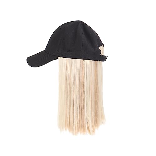 Perückenkappen für Damen Hut mit Perücke for Frauen, synthetische Haarverlängerungen, kurz, gerade, natürlich verbinden, Baseballkappe, verstellbare Perücke mit Kappe Baseballkappe mit Haarverlängerun von DIANXI