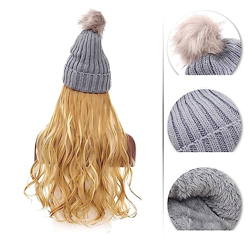 Perückenkappen für Damen Kunsthaar Damen Winter Warm Halten Haarverlängerung Hüte Perücken for Frauen Farben Welliges Haar Baseballkappe mit Haarverlängerungen (Color : 2) von DIANXI