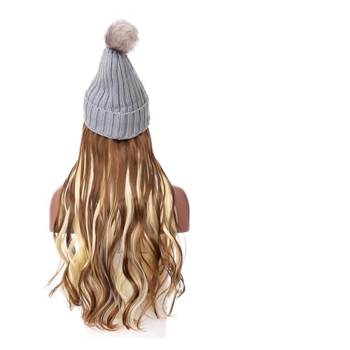 Perückenkappen für Damen Kunsthaar Damen Winter Warm Halten Haarverlängerung Hüte Perücken for Frauen Farben Welliges Haar Baseballkappe mit Haarverlängerungen (Color : 4) von DIANXI