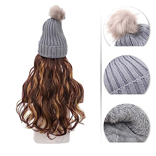 Perückenkappen für Damen Kunsthaar Damen Winter Warm Halten Haarverlängerung Hüte Perücken for Frauen Farben Welliges Haar Baseballkappe mit Haarverlängerungen (Color : 5) von DIANXI